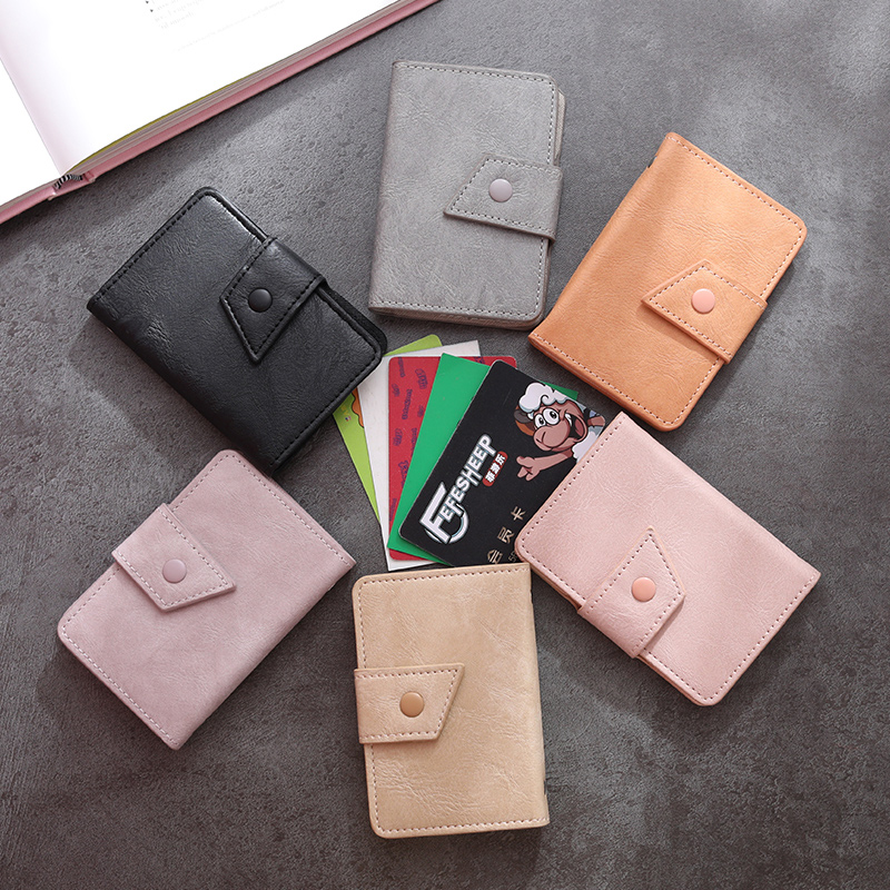 Minimalist retro card bag woman type small large capacity multi-clamping anti-degaussing financial card clamp delicately upscale