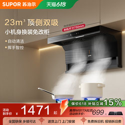 Supor Ml15 Top-Side Dual Suction Exhaust Range Hood for Home Use, Small Size, High Suction Power, Self-Cleaning