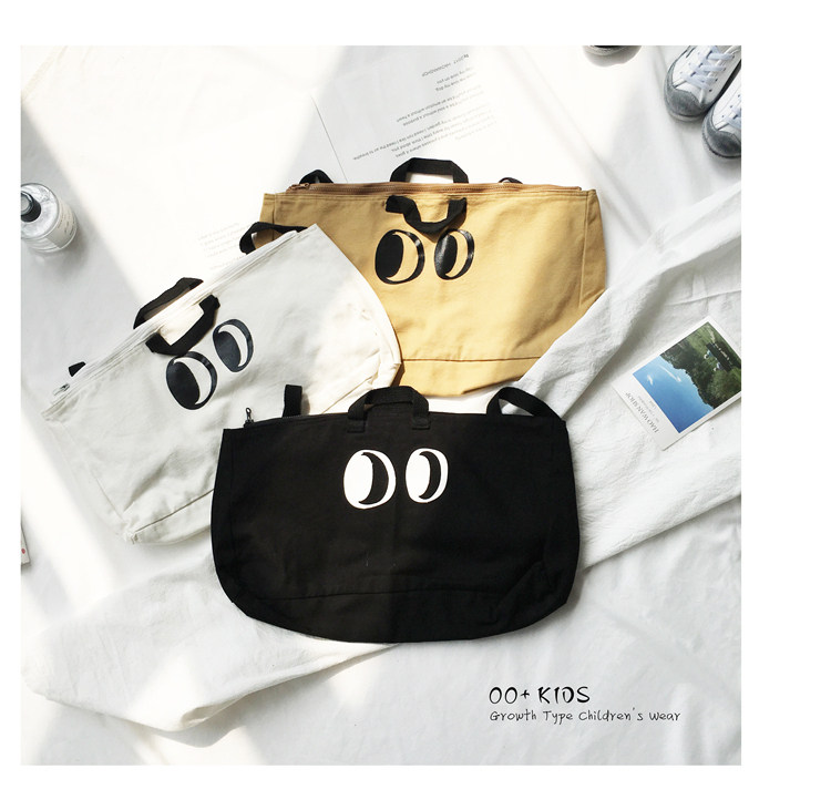 Source Source Home Children Canvas Bag Large Eyes Double Shoulder Bag for men and women 100 hitch Han version casual bag