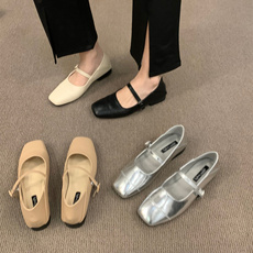 туфли 法式平底春秋小银色单鞋女鞋子2023年新款春夏季方头玛丽珍晚晚鞋 OTHER