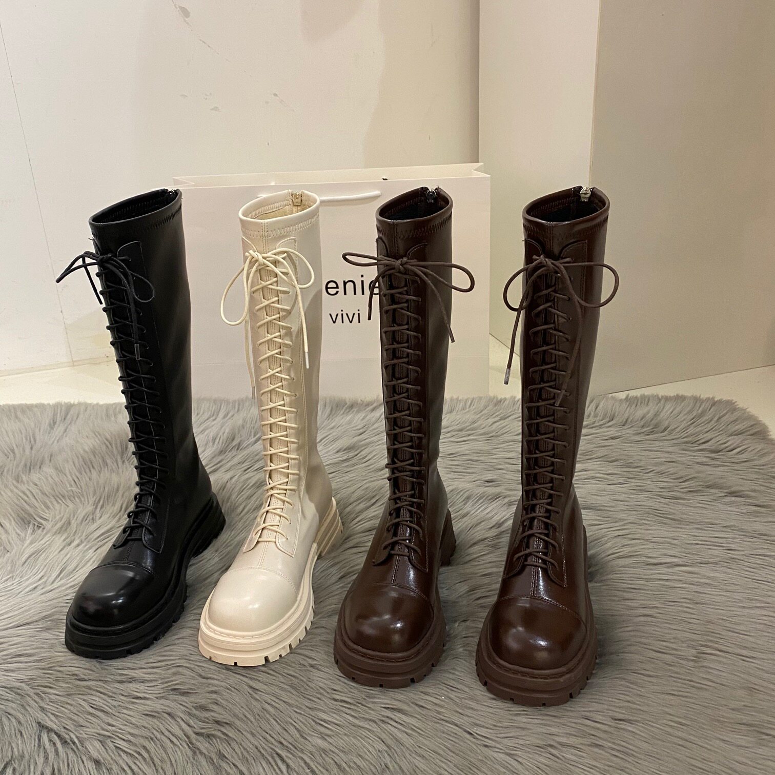 Thick Bottom White Long Boots Children Shoes 2022 New Spring Autumn Winter Little Sub Brown Summer Long Drum Riding Boots