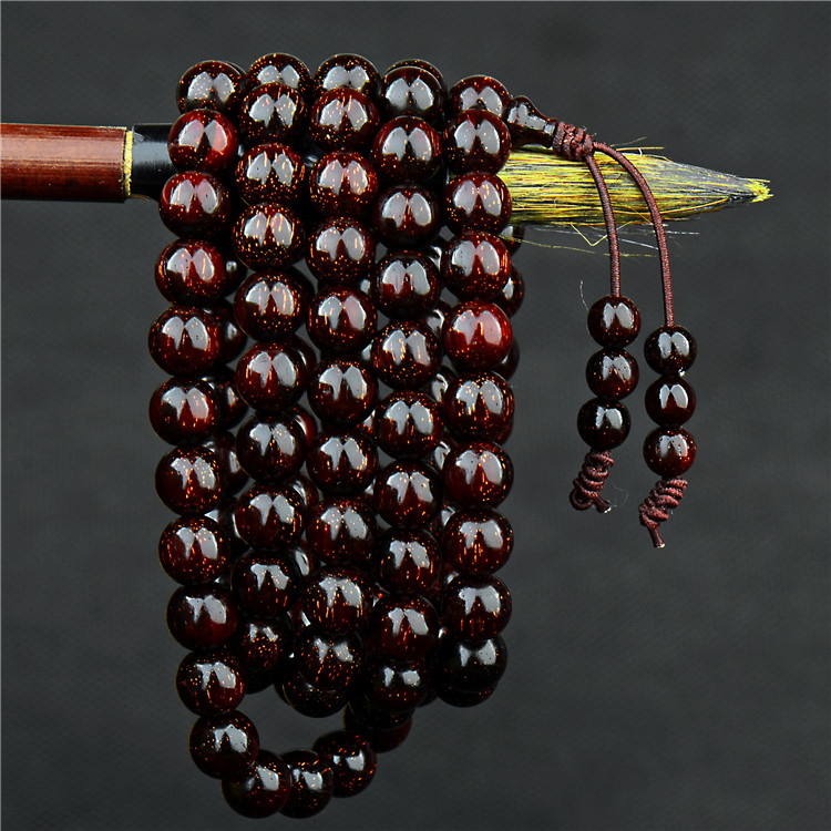 Authentic Indian Cangsan Old stock full of Venus Little Leaf Purple Sandalwood Bracelet 8mm108 male and female lovers Buddha Everest