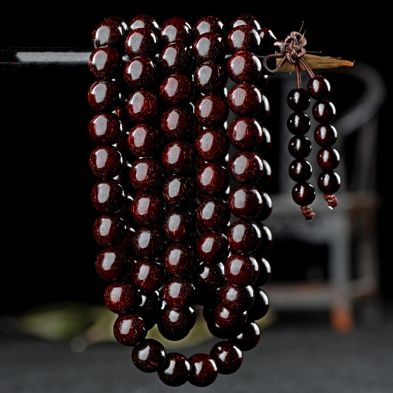 Millennium Cangsang Old stock India bursting with Venus Little Leaf Purple Sandalwood Bracelet 8mm108 10MM men's Buddha beads