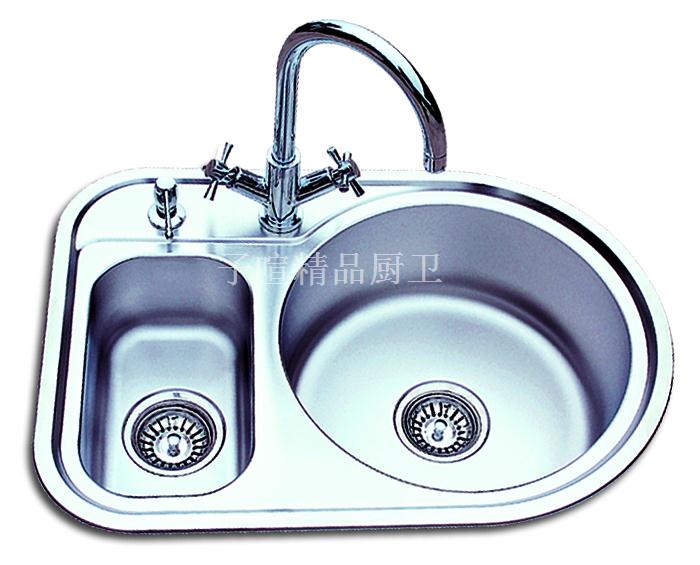 SUS304 round stainless steel sink drawn double slot ultra small double pelvic basin containing drainage pipe G02