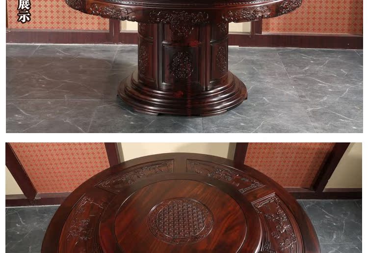 Vần khô Indonesia bàn ăn gỗ hồng đen tròn Dongyang new Trung Quốc gỗ gụ đồ nội thất lá rộng gỗ hồng mộc tròn bàn ăn ghế ăn - Bộ đồ nội thất mẫu giường ngủ đẹp