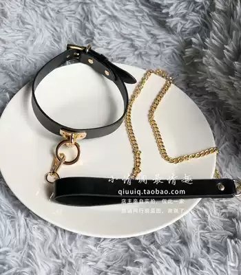 Fun adult tool SM tune male and female Nusao teasing metal traction chain real cowhide collar collar collar