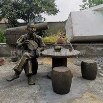 Hangzhou custom glass fiber reinforced plastic tea old man figure sculpture custom store Square real person simulation sculpture
