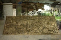 Traditional relief figure sculpture folk Labor FRP TV wall background wall artwork imitation copper decorative pendant