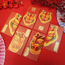 Port version 2022 Chinese cartoon tiger year overbearing tiger New Years creative red bag personality solid gold li is a seal custom