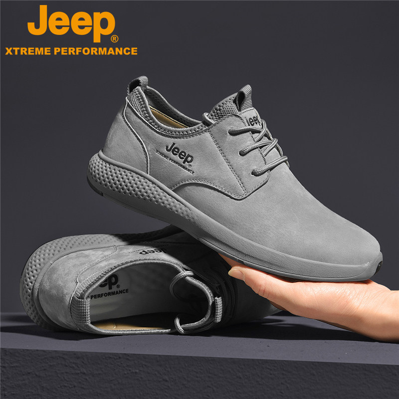 jeep men's shoes 2021 new spring and summer casual leather shoes slip-on shoes all-match beanie shoes tide