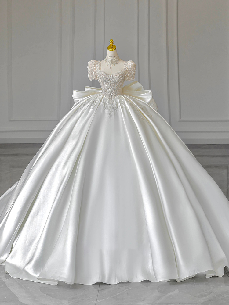 Princess stands for short -sleeved wedding dresses 2024 new bride girl Princess stands for short -sleeved wedding dresses 2024 new bride girl