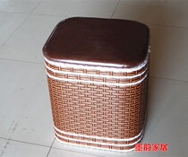 Straw storage stool Storage stool Sofa stool Pastoral shoe stool Solid wood multi-functional stool