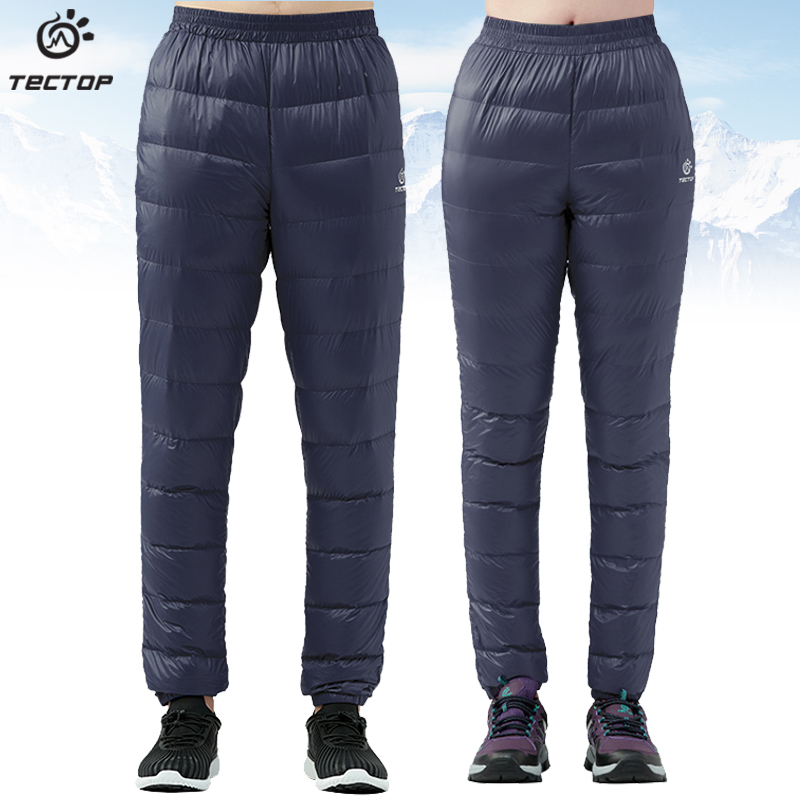 TECTOP explores winter plume trousers in light white duck fluff warm pants male breathable skiers