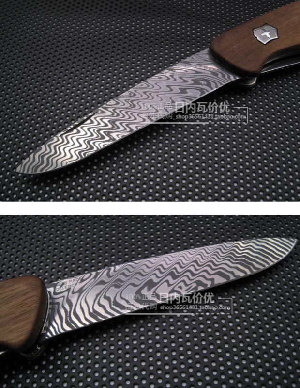 Swiss Army Knife 2015 Damascus Limited Edition Kỵ binh Walnut Xử lý 0.9551.J15 dao găm