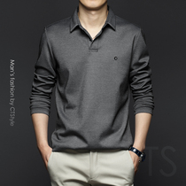 Tide brand spring mens lapel long sleeve T-shirt cotton polo shirt solid color Paulo base shirt spring mens shirt