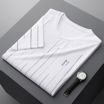 Simple fashion short sleeve T-shirt men summer Thin Ice Silk breathable base shirt round neck slim slim half sleeve mens body shirt