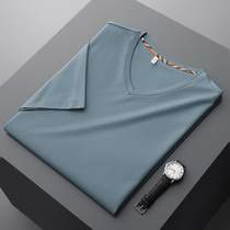 Light luxury Mulberry silk short sleeve T-shirt men summer thin silk half sleeve base shirt simple casual men Ice Silk T-shirt