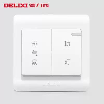 Delixi switch panel laser printing lettering hotel custom wall switch two open double cut fluorescent switch
