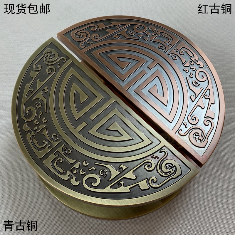 Glass door handle Chinese antique semicircular door handle Frameless door handle Wooden door handle spot