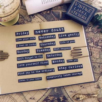 Tim Holtz style phrase planner sticker vintage TN decorative material junk journal