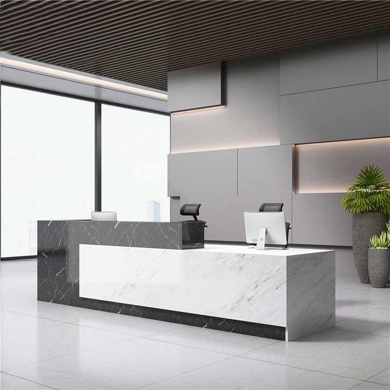 Front Desk Reception Desk Non-baking Lacquer Creative Collection Silver Counter Hotel Training Institution Greeting Service Bar Desk Company Front Desk