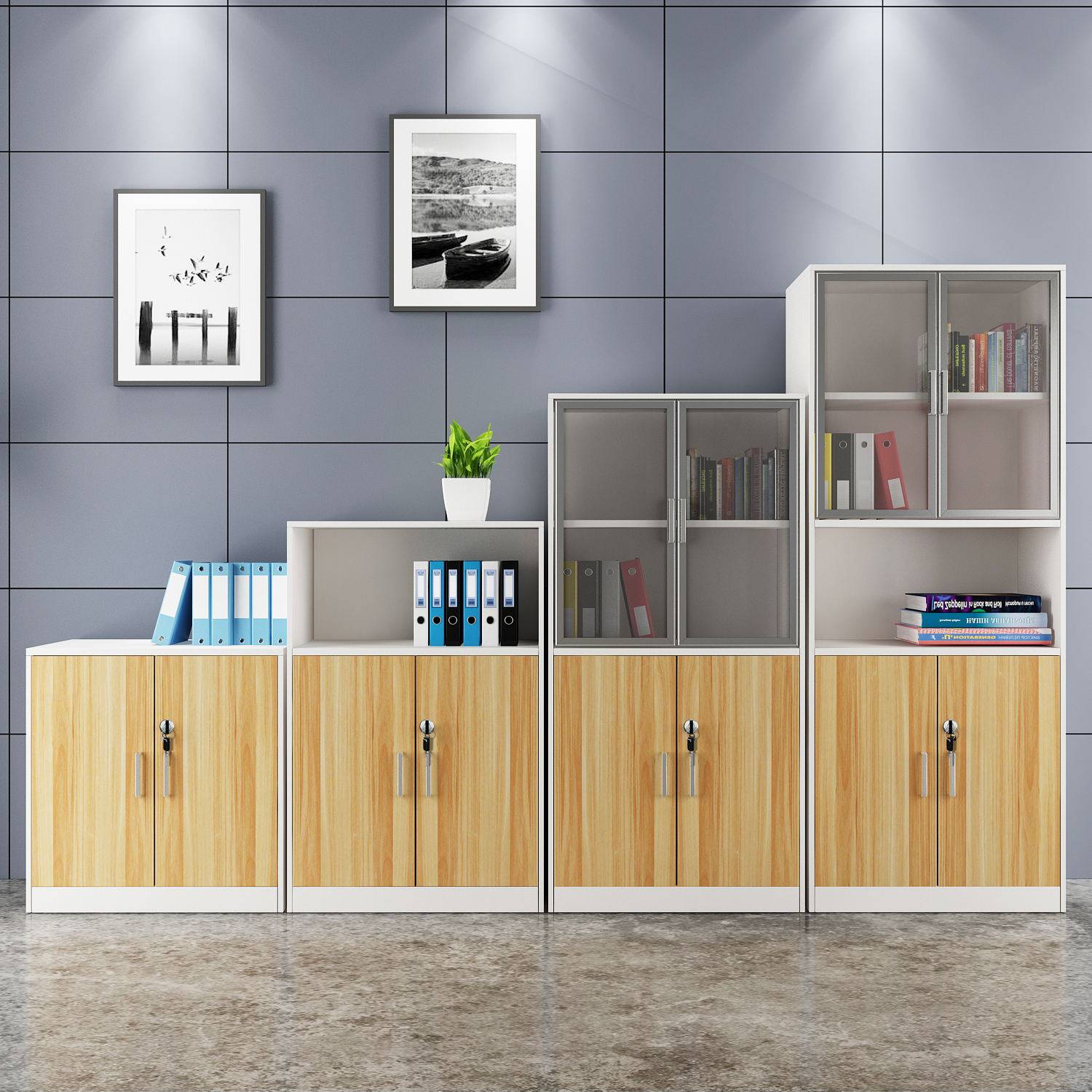 Time-Jen Office Furniture Cabinet With Lock Shorter Cabinet Home Bookcase Wood File Cabinet Information Storage Cabinet Composition