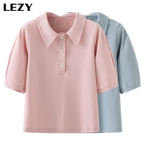 Lizi LEZY2021 year new Hong Kong style short sleeve t-shirt women short open umbilical White half sleeve polo shirt