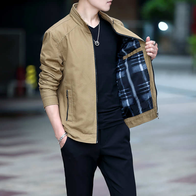 2026 Spring and Autumn New Men's Jacket Pure Cotton Young Dad Jacket Middle-Aged and Elderly 40-Year-Old Casual Thin Workwear
