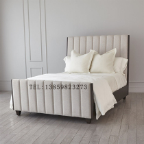 Nordic light and luxurious board bedroom solid wood fabric with large bed post modern hotel folk accommodation soft bag backrest double bed