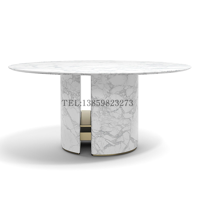 Italian light luxury marble round dining table post-modern Hong Kong-style model room hotel designer art dining table customization