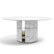 Italian Style Light Lavish Marble Round Table Rear Modern Port-Style Decent Board Hotel Designer Art Dinner Table Custom