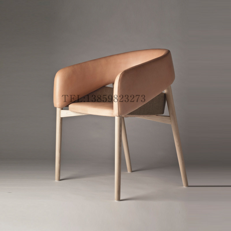 Italian restaurant simple luxury solid wood upholstered dining chair post-modern designer model room sales office creative negotiation chair