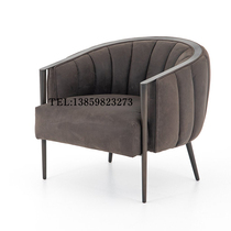 Nordic Retro Art Living Room Leather Art Single Sofa Chair Postmodern Cafe Book House Folk Juku Creative Leisure Chair