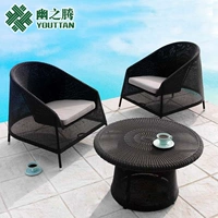 Ghế wicker ba mảnh ban công bàn cà phê nhỏ ngoài trời ngoài trời sân giải trí sân thượng ban công bàn ghế hiện đại nhỏ gọn bàn ghế mây tre ngoài trời