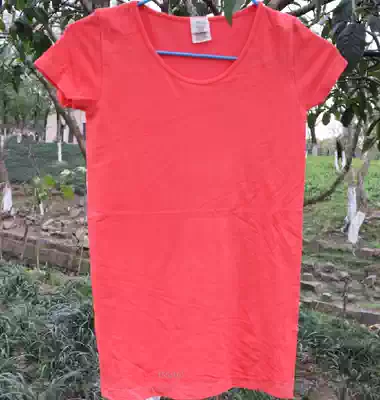 Bamboo fiber super stretch women orange wide collar short sleeve t-shirt