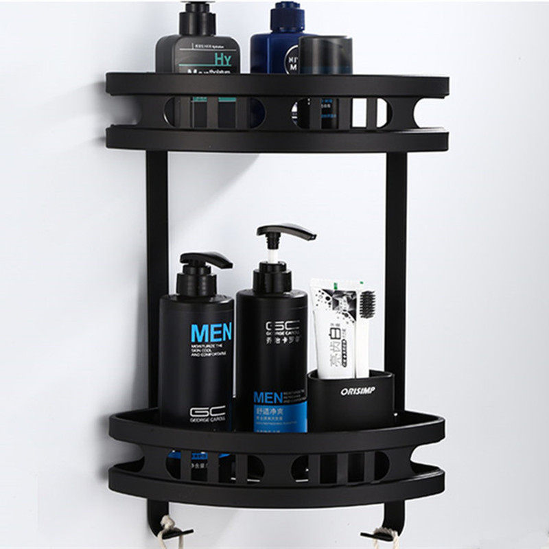 Punch-free bathroom shelf space aluminum triangle frame toilet wall-mounted toilet bathroom storage bathroom