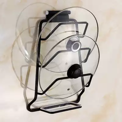 Black pot cover rack Space aluminum belt water tray rack Multi-function kitchen storage rack Wall-mounted drain rack