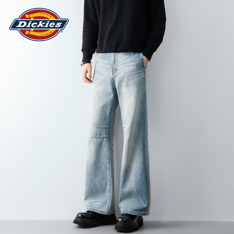 Dickies American-Style Light Blue A-Line Jeans for Men 2026 New Loose Versatile Straight-Leg Pants