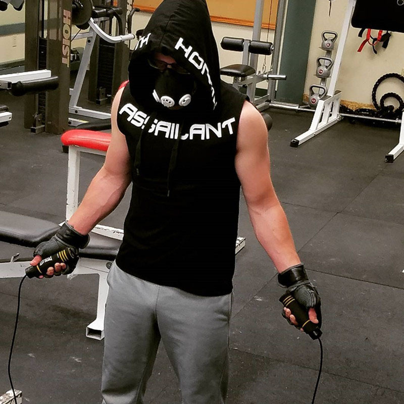 Equipment fitness hoodie training vest Men hooded sleeveless t-shirt shoulder sports top men cotton undershirt slim fit