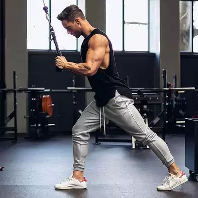 Muscle spring brother men's casual sports pants Boys fitness training pants running pants slim cigarette tube pants