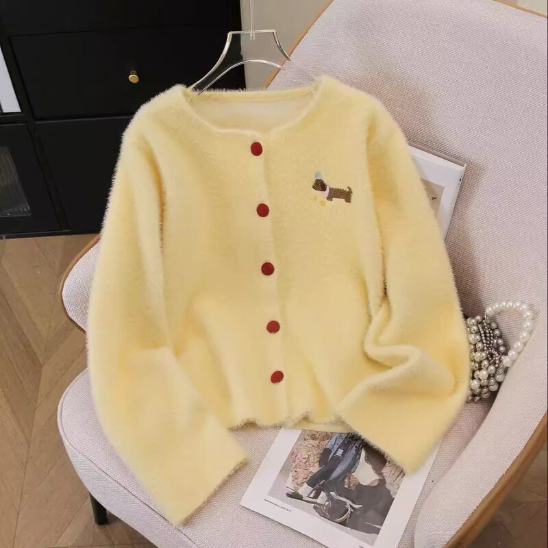 Petite Lazy Style Short Round Neck Sweater Cardigan for Women 2025 Autumn and Winter New Slimming Knit Top Petite Lazy Style Short Round Neck Sweater Cardigan for Women 2025 Autumn and Winter New Slimming Knit Top