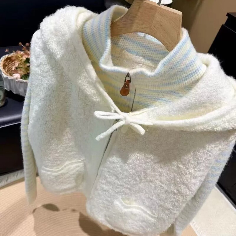 Korean Style Design Hooded Knitted Cardigan Vest for Women, New Autumn and Winter Loose Sleeveless Zipper Sweater Jacket for Layering Korean Style Design Hooded Knitted Cardigan Vest for Women, New Autumn and Winter Loose Sleeveless Zipper Sweater Jacket for Layering
