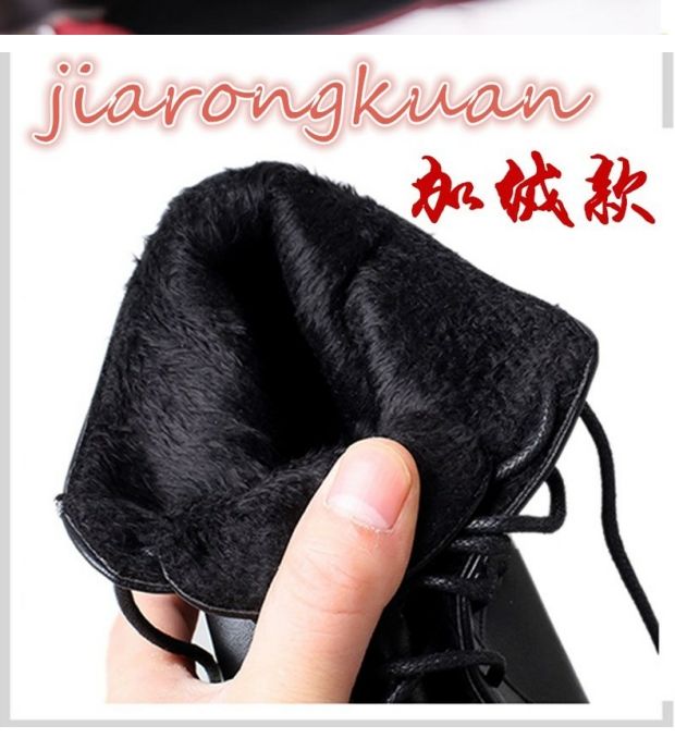 Mùa đông 2018 mới Martin giày nữ dày với giày cao gót hoang dã của nước Anh với giày nữ tròn đầu cộng với đôi bốt nhung ngắn boot da