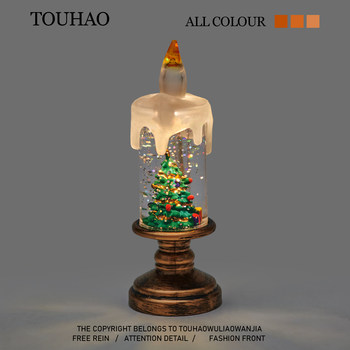 Bored looking at the christmas lights in the candle