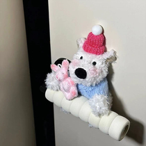 West Highland Door Knob Gloves Anti-collision Decoration Universal Entry Bedroom Door Knob Universal Plush Doll Pendant Cute