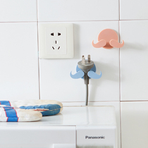 Household plug adhesive hook non-hole cartoon power cord storage 8 installed non-trace sticker kitchen creative socket hanger