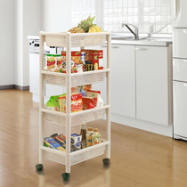 Japan imported bathroom drain storage rack with pulley trolley trolley floor rack living room removable snack rack