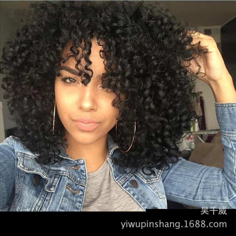 Black Wig for Women, Small Curls, Afro Wig, African, European and American Short Hair, Corn Perm, Exaggerated Style, Foreigner Performance