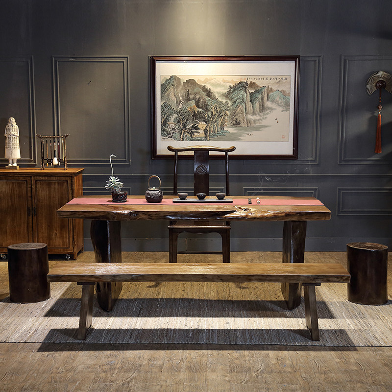 Nordic solid wood large board table log tea table tea table pine boss table simple modern executive desk manager desk