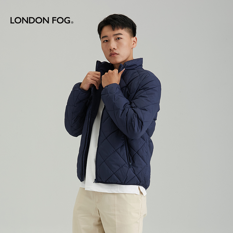 London Fog Autumn and Winter down Jacket Men's Diamond Pattern Stand Collar Short White Duck down Warm Jacket Lw20Wj805M
